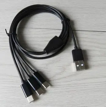 Кабел USB Type C с дължина 1 м 3 фута, 3 в 1 осигурява едновременно храна 3 устройства TYPE C.