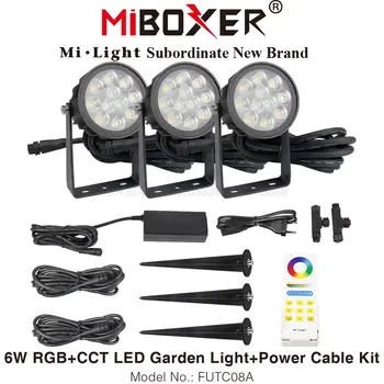 MiBoxer FUTC08A 6 W RGB + CCT led Градинска лампа + DC24V 65 W захранване + Кабел конектор + Комплект безжично дистанционно управление FUT088 2,4 G