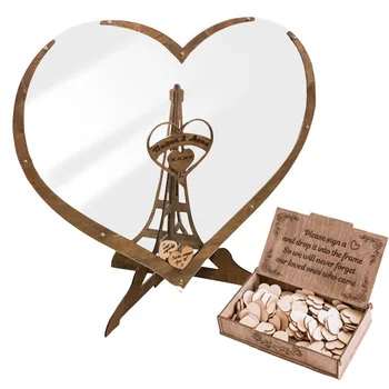 Сърцето Уникална Сватбена Украса Селски Сладка Сватбена Книга за Гости Сърце Drop Box Сватбена Кутия 3D Книга за Гости Дървена Кутия