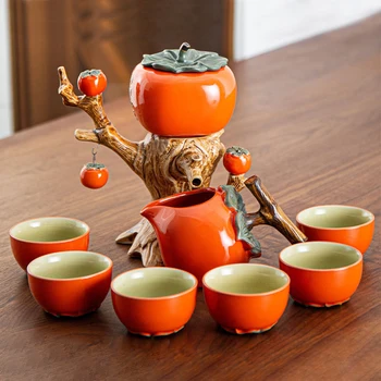 Райска ябълка Ruyi Автоматичен Анти-попарване Чай Домакински Японски стил Керамични Мързелив Чайник За Чай Кунг-Фу Чай Подарък Кутия Комплект за Подарък