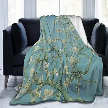 Ван Гог Бадемово Цвете Дърво Меко Пледное Одеяло Лесно Фланелевое Флисовое Одеяло на Дивана, на Леглото на Дивана на Къмпинг, за Пътуване