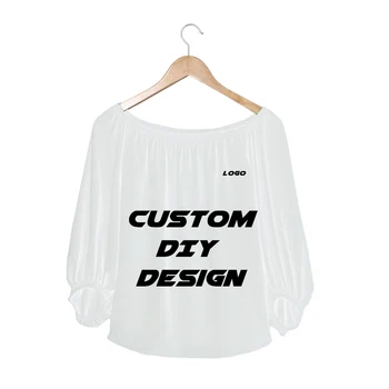 Плюс Размер Индивидуален Дизайн На Дамски Блузи С Открити Рамене Летни Блузи С Изгорени Ръкави С Принтом Вратовръзка Предната Риза Дрехи За Жени
