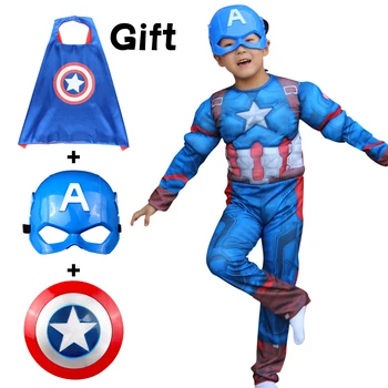 Аниме Cosplay Капитан Америка Костюм на Супергерой Маска Щит Вечерни Подпори Костюм за Хелоуин за Деца S-XL