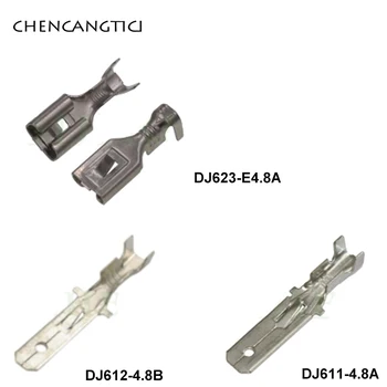 50 Бр 4,8 мм Мъжки или женски Автоматично огъната тел, без електрически конектор, Месингови контакти DJ623-E4.8A DJ612-4.8 B DJ611-4.8 A