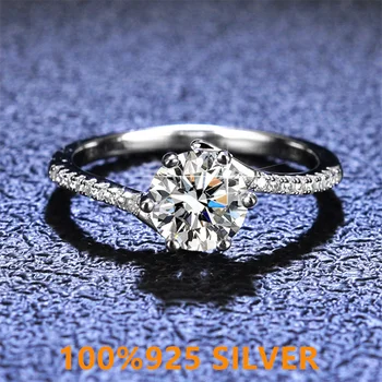 925 colorfast женски пръстен от Сребро D-COLOR mosan с диамантен пръстен, закручивающаяся ръка, пръстен с шест нокти, приказно изискани бижута за годеж