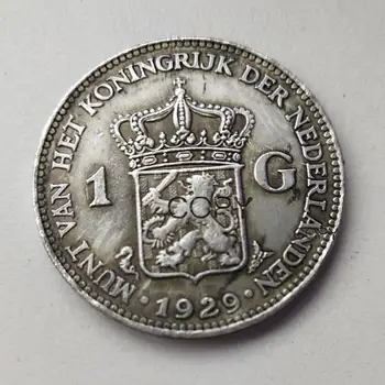 1929 Холандия 1 Гулден Rado сребърно покритие Копирни монета