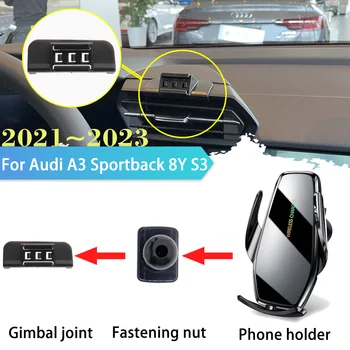 30 W, Кола, Телефон за Audi A3 Sportback 8Y S3 RS 2021 2022 2023 GPS Клип Поддръжка на Безжична Бързо Зареждане Стикери Аксесоари