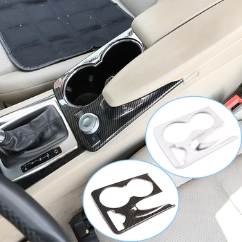 Автомобилно Сребърен карбон ABS Конзола Притежателя Чаша Вода Рамка Капак Накладки за Mercedes Benz GLK X204 2008-2015