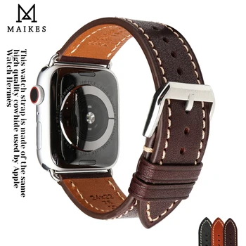 Смяна на каишка за часовник от естествена кожа MAIKES за Apple Watch 49 мм 45 мм 44 мм 42 мм 41 мм 40 мм 38 мм за iWatch Series 8 7 6 5 4 3 2