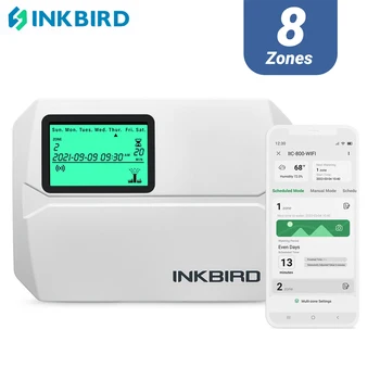 INKBIRD IIC-800-WIFI EU Plug Интелигентен контролер спринклерного напояване на 8 зони, вътрешен/външен напояване на 2,4 Ghz за Wi-Fi Поддържа ръчен режим