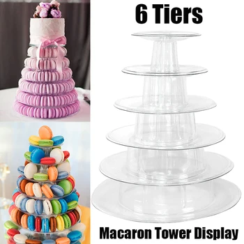 4/6Tiers Macarons Дисплей Кула Сватбена Торта за Десерт Багажник За Изложбата на Стоки Тава Поставка За Торта Притежателя На Рожден Ден на Детски Душ Вечерни Декор