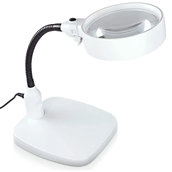 10-кратна Увеличительная лампа Лупа със светлина и стойка, сгъване, без помощта на ръцете с 6 led крушки, Увеличително стъкло