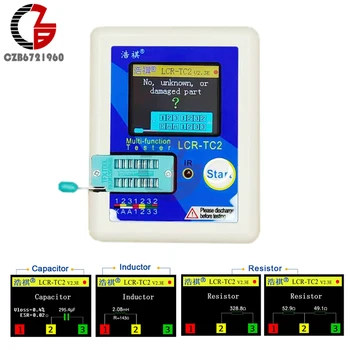 Тестер за транзистори 160*128 TFT LCD дисплей, Многофункционална Измерител на кондензатора NPN PNP Капацитет Мултицет LCR-TC2