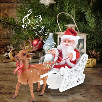 Дядо Коледа Кукла Лосове Шейни Играчка Универсален електрически автомобил с Музика За Деца на Коледно Електрическа Играчка Кукла, Домашен Коледен Декор Подаръци