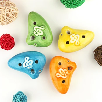 Цветни Нова Окарина във формата на Сърце с 6 Дупки AC Ocarina е Подходящ за Деца Дървен Духов Музикален Инструмент Добър Подарък за Деца