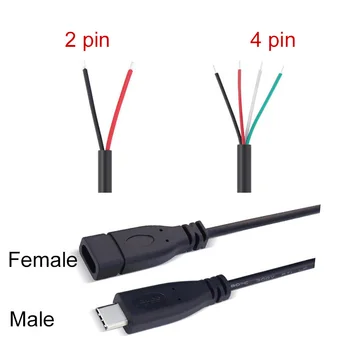 2pin 4pin тел USB 2.0 Тип C Plug-изход Удължител за Заваряване USB-C DIY Ремонт на Кабел за Зарядно Устройство Конектор за Huawei, Xiaomi