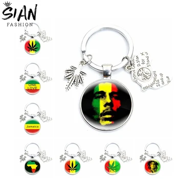 Ямайски Певец Боб Марли Висулка Ключодържатели Притежателя На Реге Музиката На Песента One Love Ключодържатели Ключодържатели Стъкло Хип-Хоп Креативни Бижута