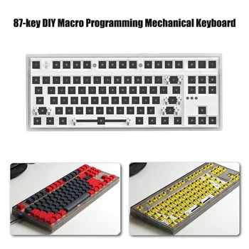 За Flesports MK870 Механична клавиатура Комплект Новата RGB Подсветка Full LED Конектор с възможност за гореща замяна Програмируем USB Type C-C FL.CMMK Калъф