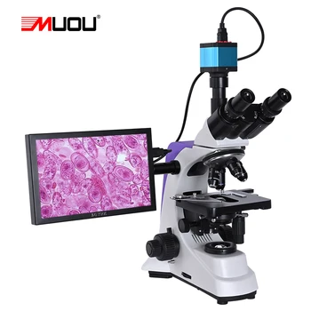Професионален Лаборатория за биологичен HD тринокулярный микроскоп с увеличение 2500X + 1600X електронна цифрова Камера, USB и HDMI VAG + 10-инчов LCD-дисплей led