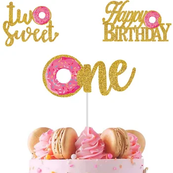 Поничка Торта за рождения Ден на Topper За Дете на 1-ва Година Две Сладки Декорации За Кексчета