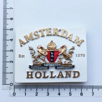 Амстердам, столицата на Холандия, стандартни запомнящи се пътни занятие с ръчно рисувани, магнитни стикери за хладилник