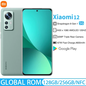 Xiaomi Mi 12 Глобална вградена памет 5G Смартфон Snapdragon 8 Gen 1 Восьмиядерный 50 Mp Камера 120 Hz Екран 67 W Бързо зареждане на 4500 mah Батерия, NFC