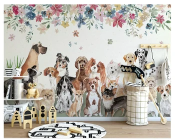 beibehang модерен Скандинавски герой тапети Креативна скъпа група кученца цветен фон за детска стая 3d тапети