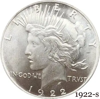 Съединените Щати Монета Свобода САЩ 1922 г. In God We Trust 1 One Peace Dollar Мельхиоровые със сребърно покритие копирни монети