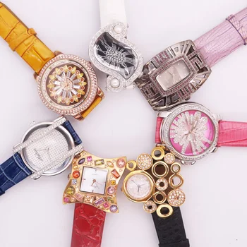 РАЗПРОДАЖБА!!! Отстъпка Мелиса Crystal Стария Тип Дамски Дамски Часовници Япония Mov't Модни Часовници Гривна Кожена Подарък кутия за Момичета