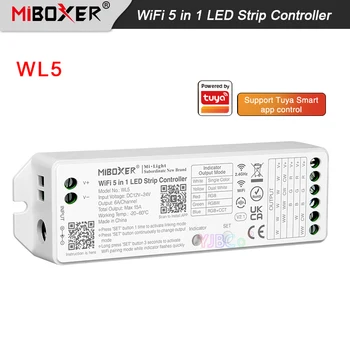 Miboxer 12 В 24 В WL5 Одноцветный/Double white/RGB/RGBW/RGB + CCT 2,4 G Wi-Fi, 5 в 1 Led Лента Контролер Подкрепа DMX 512 Предавател