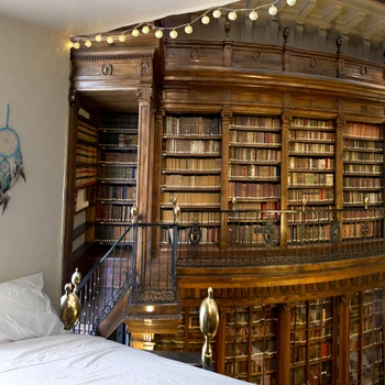 Ретро bookshelf 3d дигитален печат гоблен пълна книга стенен художествен стенен гоблен тайната библиотека на гоблен