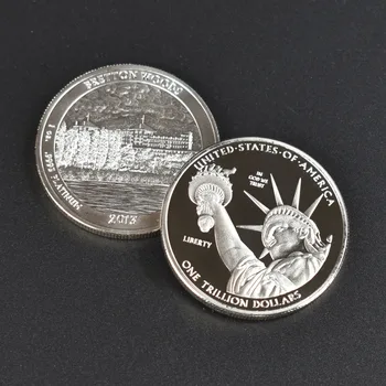 1 Трилион долара Позлатен сребърно покритие са подбрани метална монета на Съединените Щати на 1 Трилион долара Теми