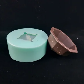 HP0166 Нова многоугольная силиконова форма за саксия 3D ръчно циментова форма на силикон конкретна форма на гърне геометрична форма