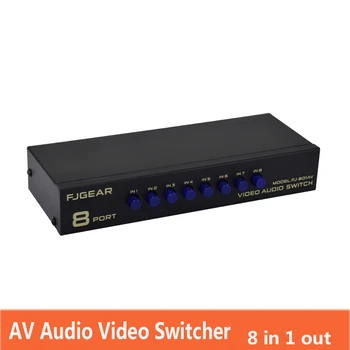 8-Портов AV-комутатор Опаковка RCA Аудио-Видео Сплитер Switch TV DVD Монитор 8 в 1 изход FJ-801AV