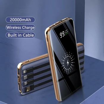 Преносимо Безжично Зарядно Устройство Qi Power Bank с Кабел за Xiaomi iPhone Samsung Повербанк външна Батерия Бързо Зарядно Устройство Powerbank