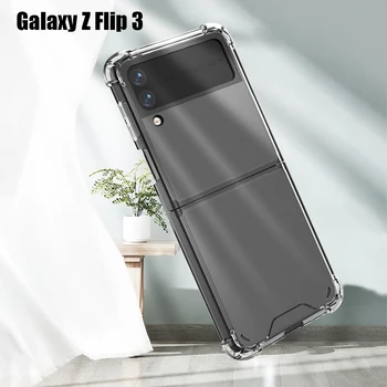 Flip3 Луксозен Модерен Прозрачен устойчив на удари Силиконов Калъф За Samsung Galaxy Z Flip 3 Flip3 5G PC Твърд Прозрачен Калъф във формата На Миди