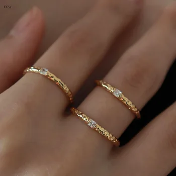 CZ планински кристал фолио тънки пръстени за жени от неръждаема стомана доброто наращиваемые пръстени прости минималистичные бижута в размер на 9