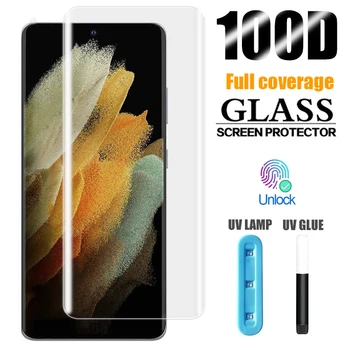 Пълно покритие UV Закалено Стъкло За Samsung Galaxy Note 20 Ultra 10 9 8 S10 S S8 S9 Plus S21 S20 Ultra S10e Note20 Защитно Фолио За Екрана