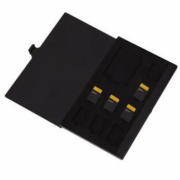 Преносим Монослойный Алуминий 1SD + 8TF Micro SD Карти с Пин Кутия За Съхранение за Носене на Притежателя на Картата с Памет на Седалките За Съхранение Черен