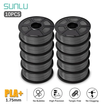 SUNLU PLA PLUS Конец 1,75 мм 1 кг За 3D-принтер FDM 10 ролки / комплект Нетоксичен Ярък Цвят, Без Мирис Биоразлагаемый Без мехурчета