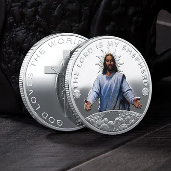 Художествена Колекция Са Подбрани Възпоменателна Монета Безкасови Потребление Монета На Кръста На Исус Овчар, Бог Обича Света Позлатен Сувенирни Монети