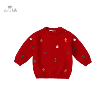 DBJ19927 дейв bella/ зимна сладък вязаный пуловер за малки момичета с коледен дизайн, вязаный пуловер за малки момичета, модни блузи за деца