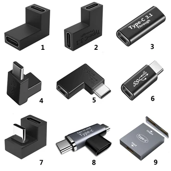 USB 3.1 Type C 10 gbps е Жена-женски 90 Градуса под прав ъгъл Женски-2 Женски Адаптер U-образна ъглов Конектор OTG Конвертор