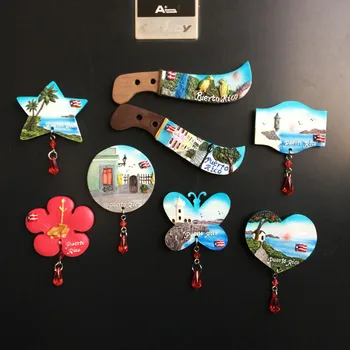 Общността На Пуерто Рико Креативен Интериор Магнит За Хладилник Спомен Цвете Финикс Жаба Флаг Висулка Кука Смола Занаят Сладки Магнити