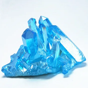 Титановое Покритие Кварцов вуг Натурален Синя Аура Ангел Crystal клъстер Бижу Цвете Кристали за Изцеление
