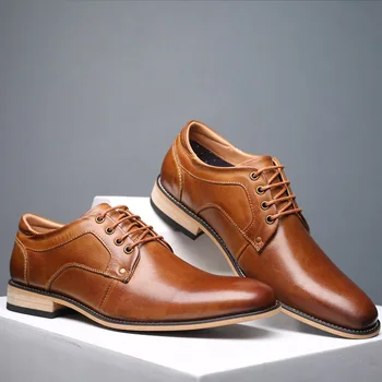 Новост пролетта 2022 г.; мъжки обувки; модела обувки в света на стил; класически обувки от естествена кожа в английски стил; модерни ежедневни обувки-oxfords; Размери 7,5-13