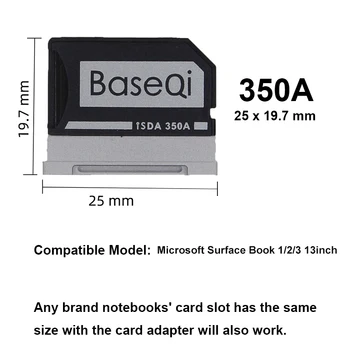 BaseQi За Microsoft Surface Book 1/2/3 13,5-инчов Четец на карти 350A Minidrive Microsd Адаптер