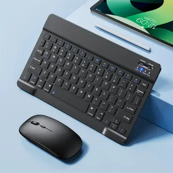 Мини Безжична Bluetooth-съвместима Клавиатура Мишка Набор от Акумулаторна батерия Съвместима За Android и Ios и Windows