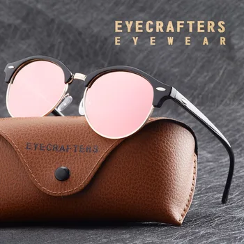 Дамски Мъжки Модни Реколта Маркови Дизайнерски Огледални Слънчеви Очила Класически Полукадровые Клубни Кръгли Слънчеви Очила Polarized 2020