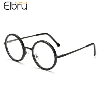 Elbru Ретро Кръгли Очила В Рамки Женски Прозрачни Лещи, Рамки За Очила От Късогледство Мъжки Прозрачни Оптични Очила По Рецепта